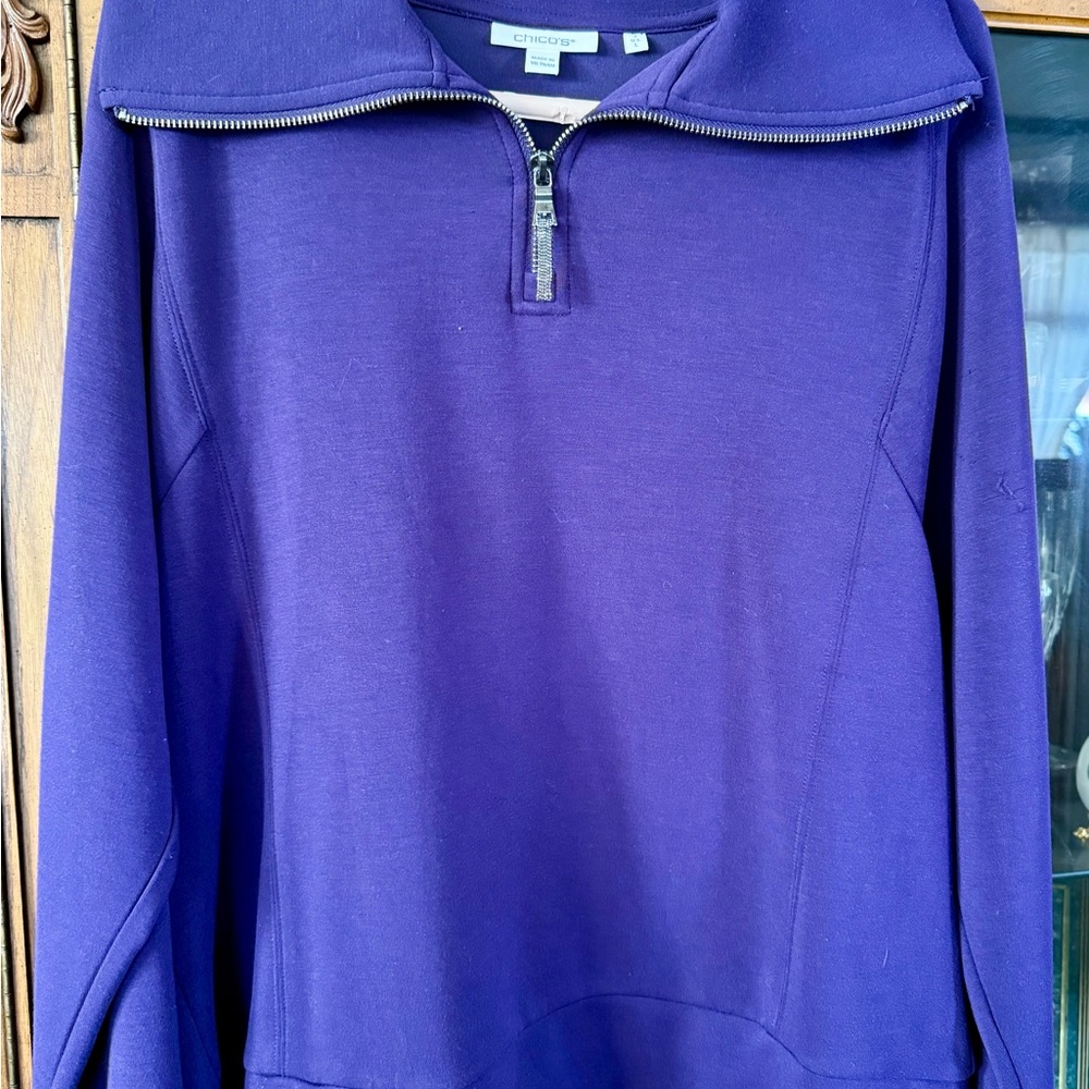 Chicos Women’s Size 2 Purple Quarter-Zip Pullover